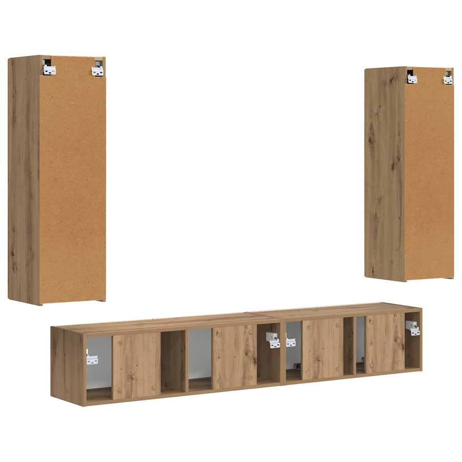 Tv-meubelset 3 pcs Artisan Eiken Bewerkt hout