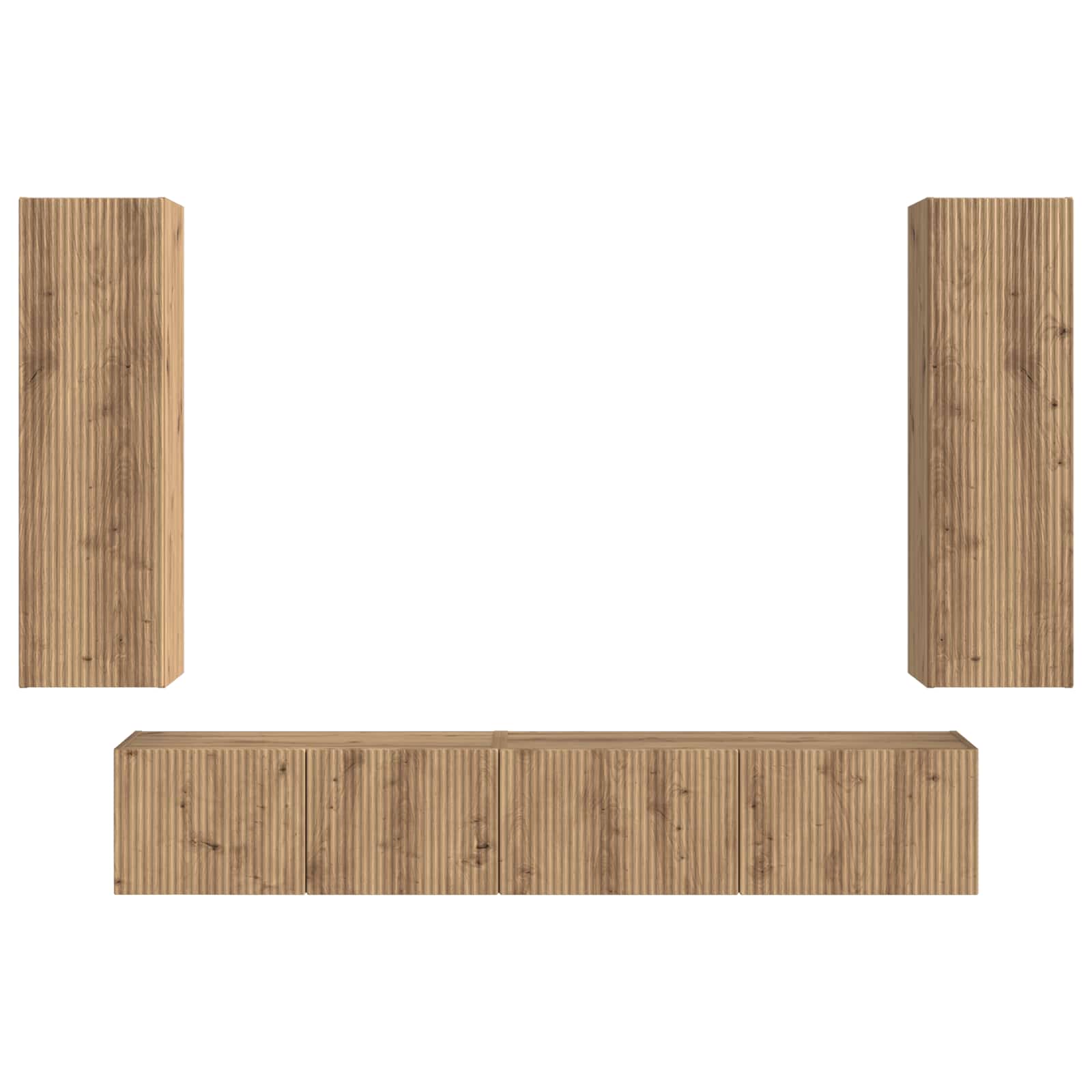 Tv-meubelset 3 pcs Artisan Eiken Bewerkt hout