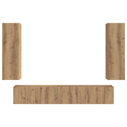 Tv-meubelset 3 pcs Artisan Eiken Bewerkt hout
