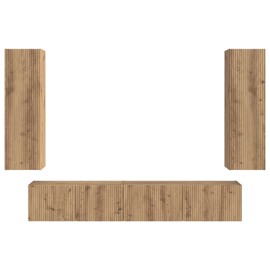 Tv-meubelset 3 pcs Artisan Eiken Bewerkt hout