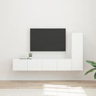 Tv-meubelset wandgemonteerd 2 delen bewerkt hout wit