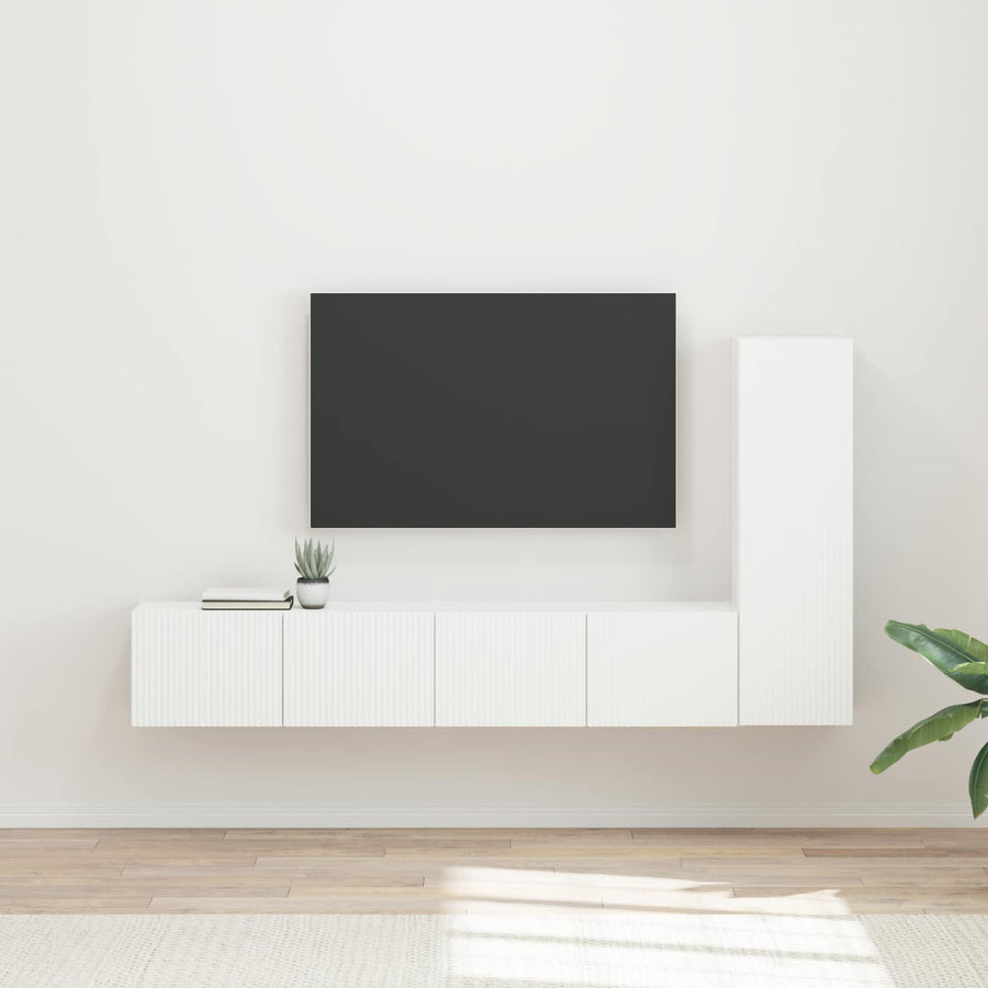 Tv-Meubelset Wandgemonteerd 2 Pcs Bewerkt Hout Wit
