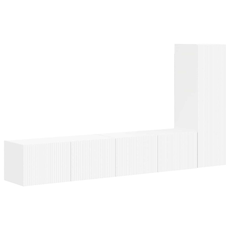 Tv-Meubelset Wandgemonteerd 2 Pcs Bewerkt Hout Wit