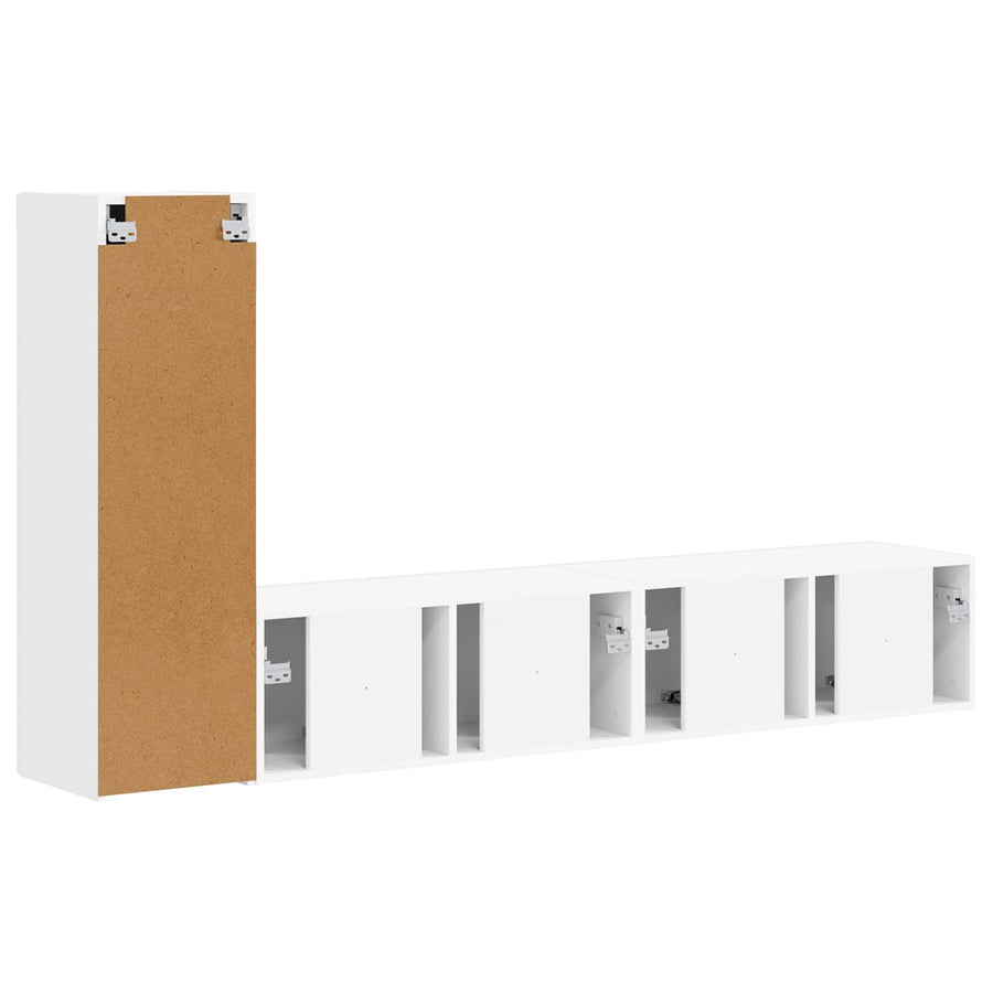 Tv-Meubelset Wandgemonteerd 2 Pcs Bewerkt Hout Wit