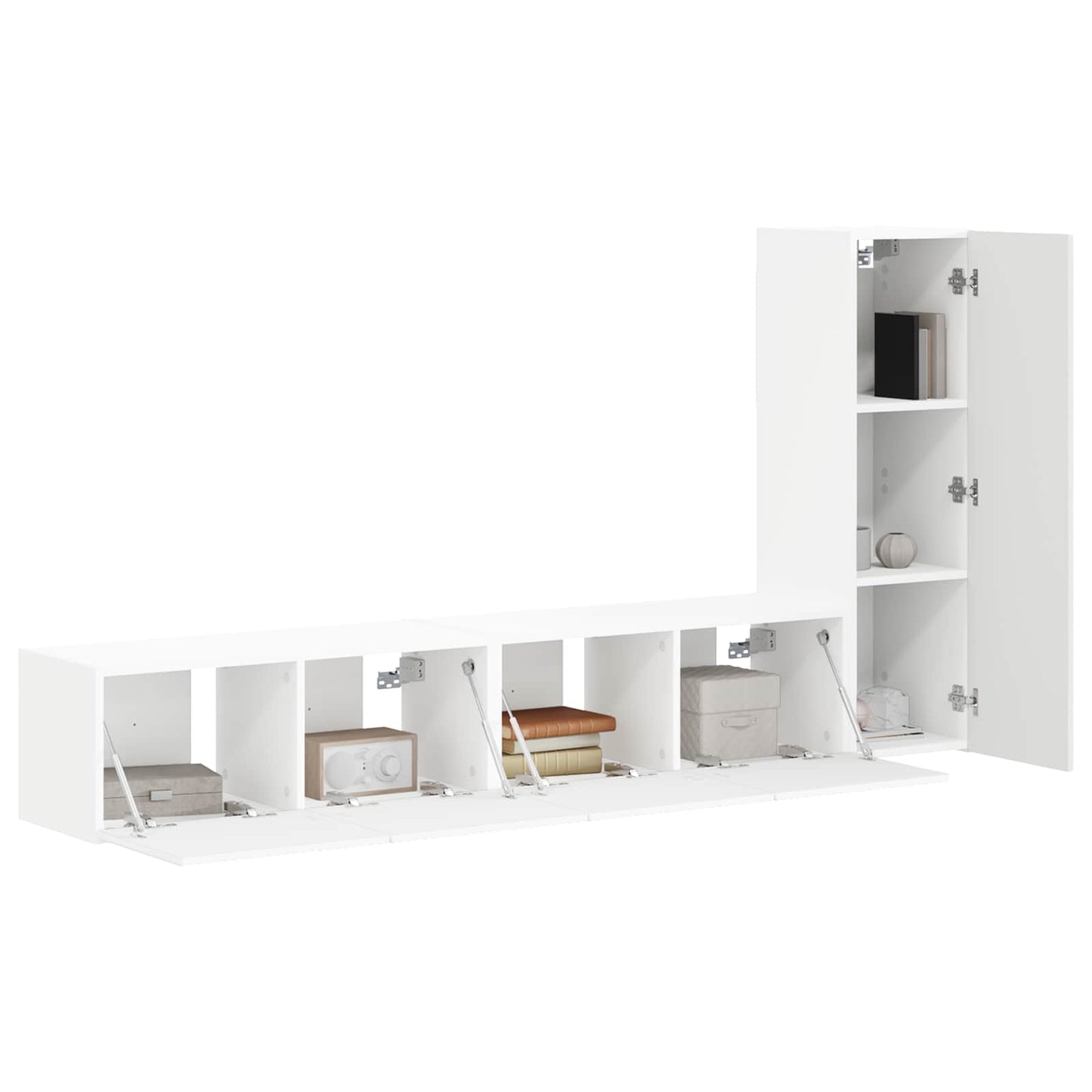 Tv-Meubelset Wandgemonteerd 2 Pcs Bewerkt Hout Wit
