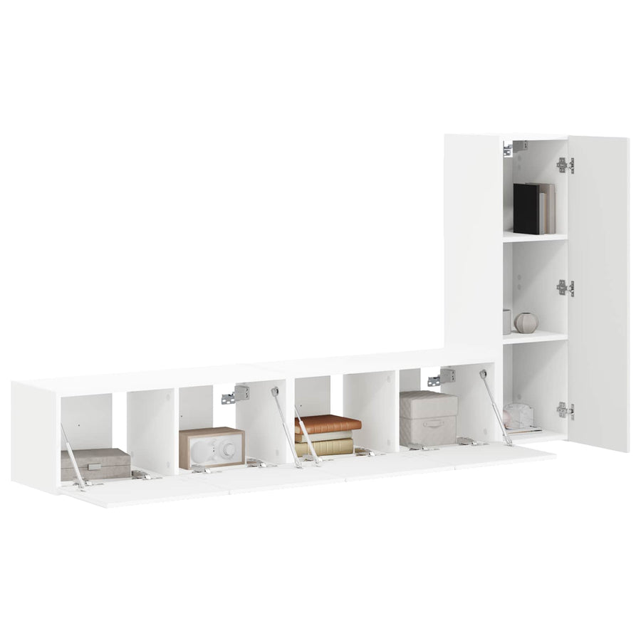 Tv-Meubelset Wandgemonteerd 2 Pcs Bewerkt Hout Wit