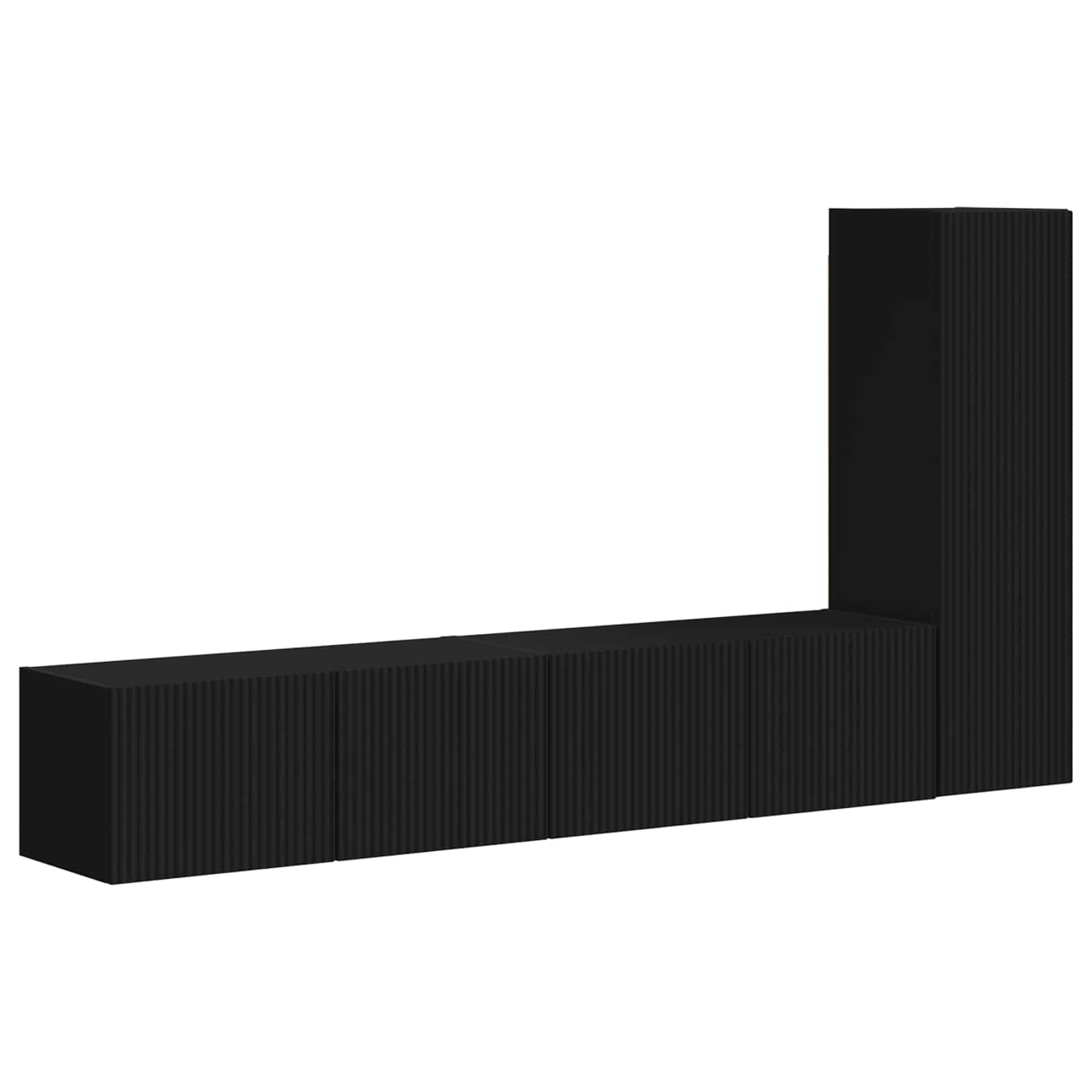 Tv-Meubelset Wandgemonteerd 2 Pcs Bewerkt Hout Zwart