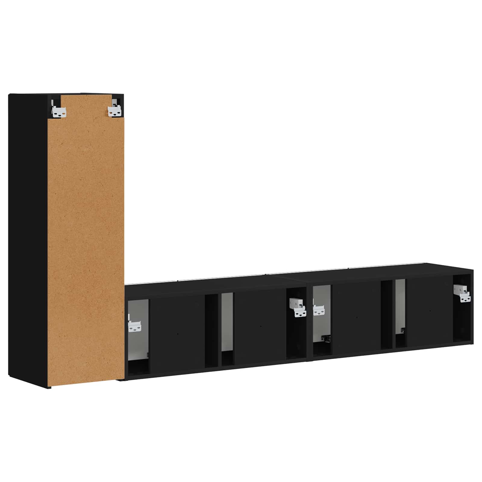 Tv-Meubelset Wandgemonteerd 2 Pcs Bewerkt Hout Zwart