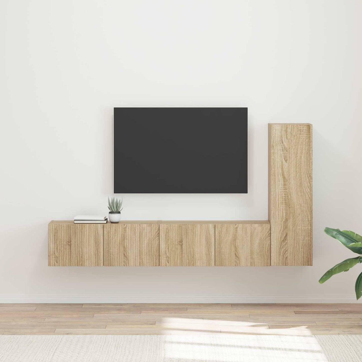 Tv-Meubelset Wandgemonteerd 2 Pcs Bewerkt Hout Sonoma eiken
