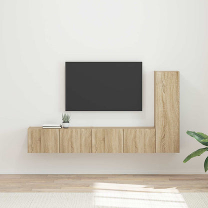 Tv-Meubelset Wandgemonteerd 2 Pcs Bewerkt Hout Sonoma eiken