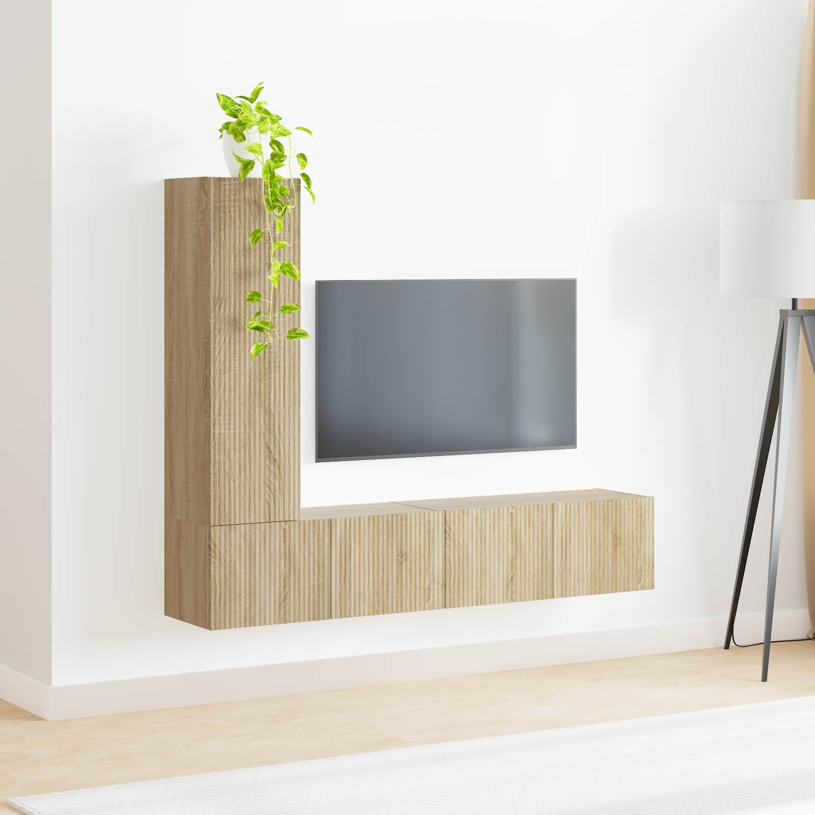 Tv-Meubelset Wandgemonteerd 2 Pcs Bewerkt Hout Sonoma eiken