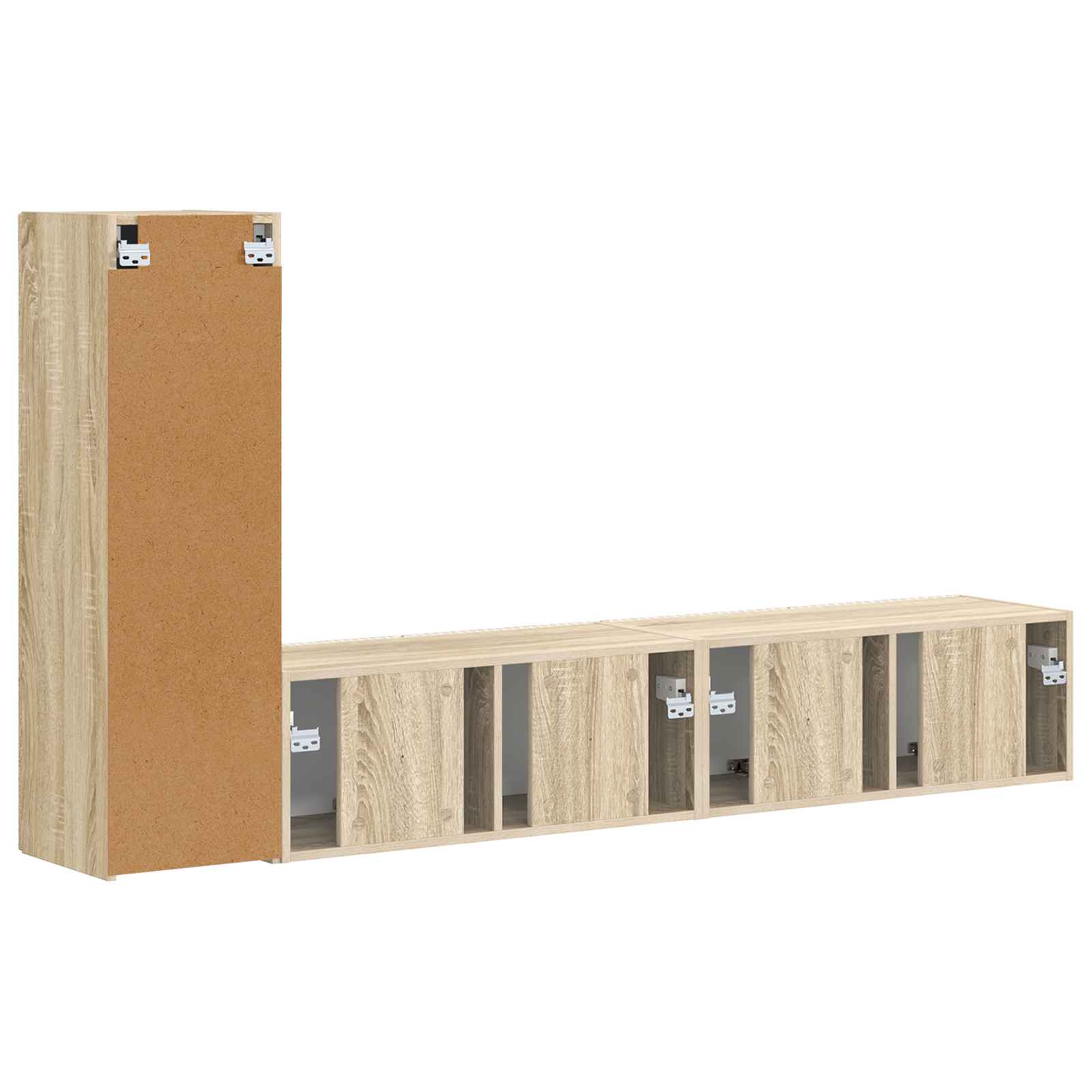 Tv-Meubelset Wandgemonteerd 2 Pcs Bewerkt Hout Sonoma eiken
