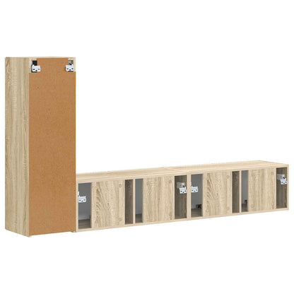 Tv-Meubelset Wandgemonteerd 2 Pcs Bewerkt Hout Sonoma eiken