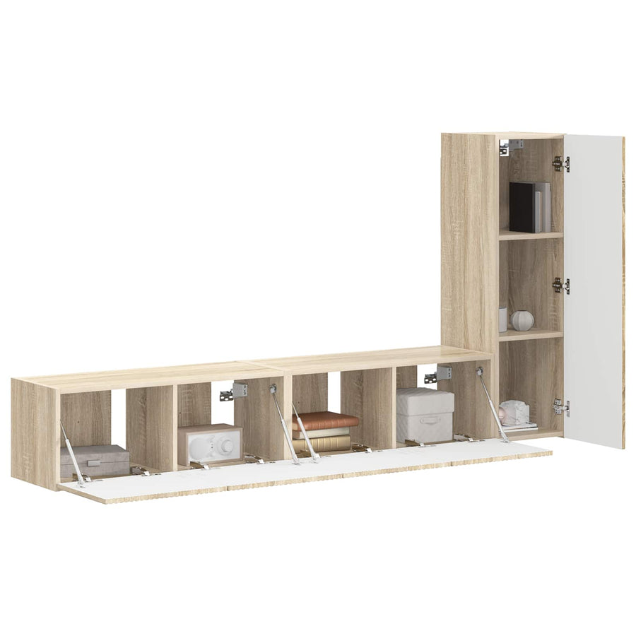 Tv-Meubelset Wandgemonteerd 2 Pcs Bewerkt Hout Sonoma eiken