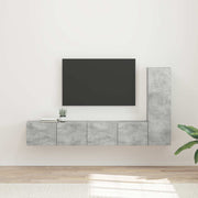 Tv-meubelset wandgemonteerd 2 stuks beton grijs bewerkt hout