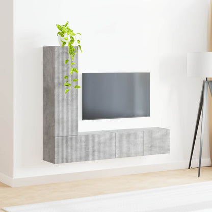 Tv-Meubelset Wandgemonteerd 2 Pcs Beton Grijs Bewerkt Hout Betongrijs