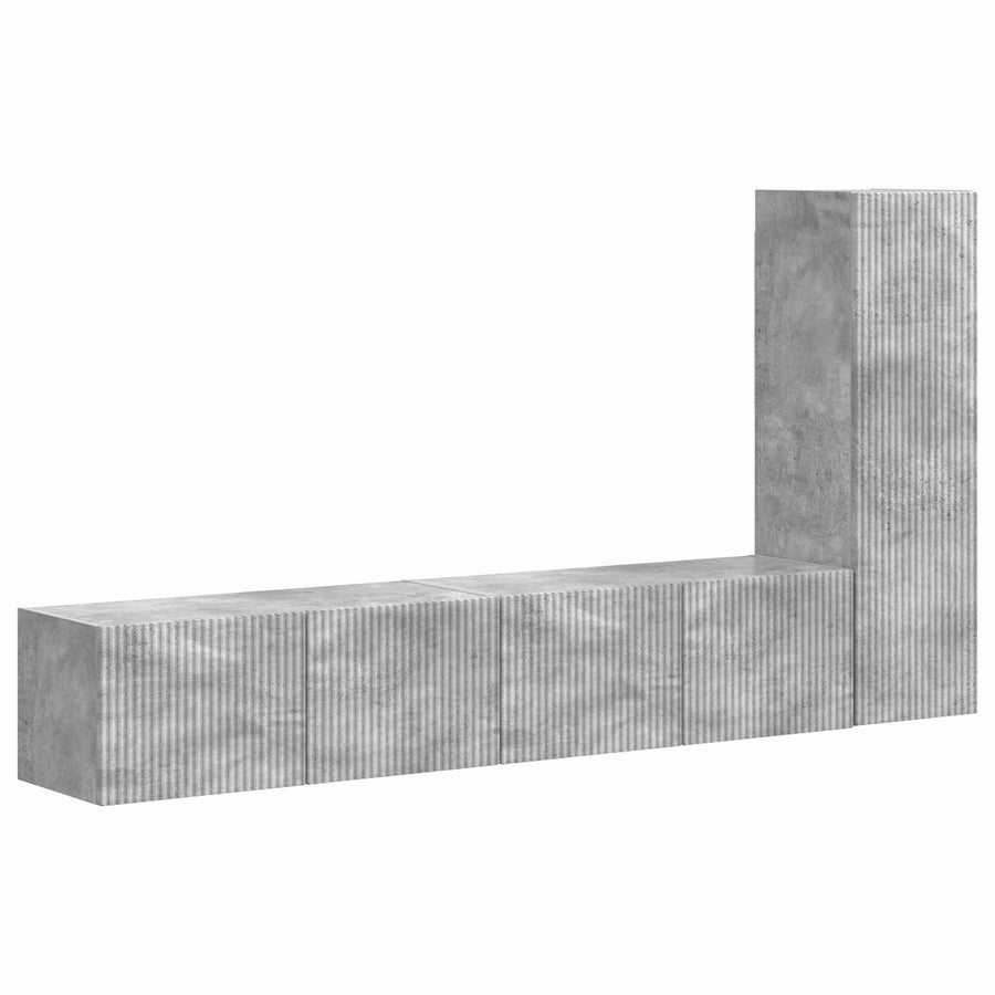 Tv-Meubelset Wandgemonteerd 2 Pcs Beton Grijs Bewerkt Hout Betongrijs