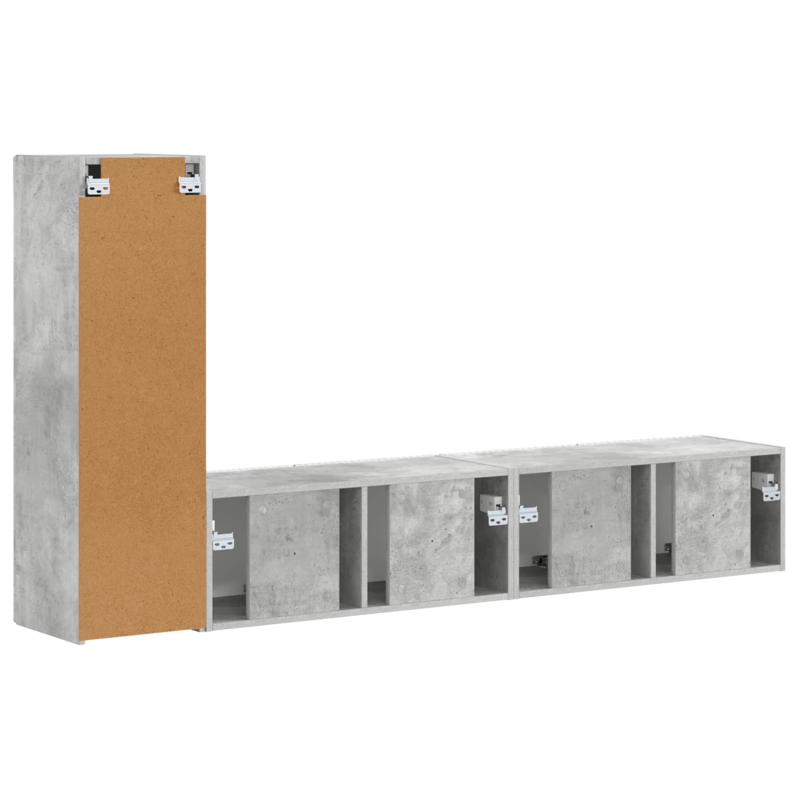 Tv-Meubelset Wandgemonteerd 2 Pcs Beton Grijs Bewerkt Hout Betongrijs