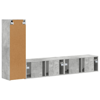 Tv-Meubelset Wandgemonteerd 2 Pcs Beton Grijs Bewerkt Hout Betongrijs