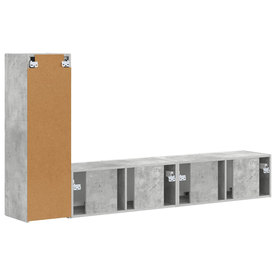 Tv-Meubelset Wandgemonteerd 2 Pcs Beton Grijs Bewerkt Hout Betongrijs