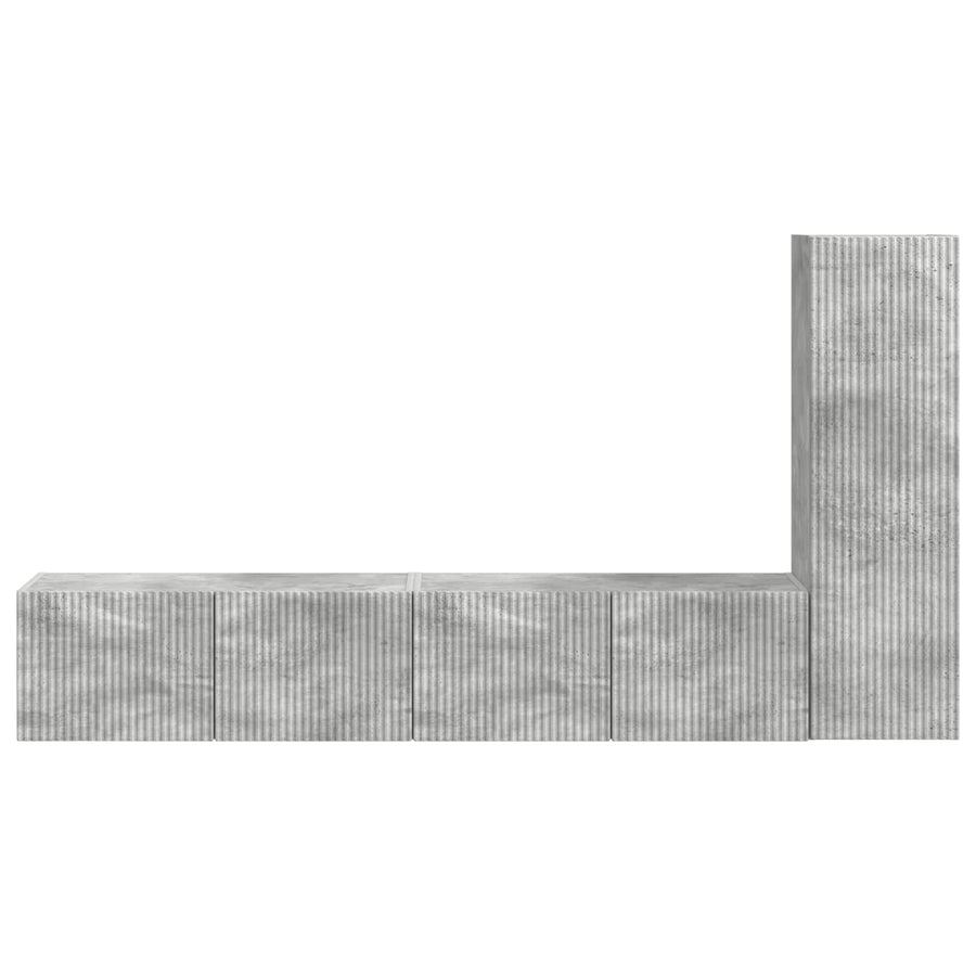 Tv-Meubelset Wandgemonteerd 2 Pcs Beton Grijs Bewerkt Hout Betongrijs