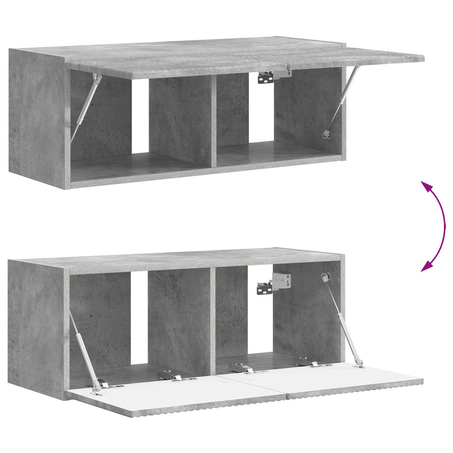 Tv-Meubelset Wandgemonteerd 2 Pcs Beton Grijs Bewerkt Hout Betongrijs