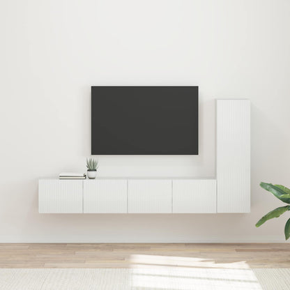 Tv-Meubelset Wandgemonteerd 2 Pcs Bewerkt Hout Hoogglans wit