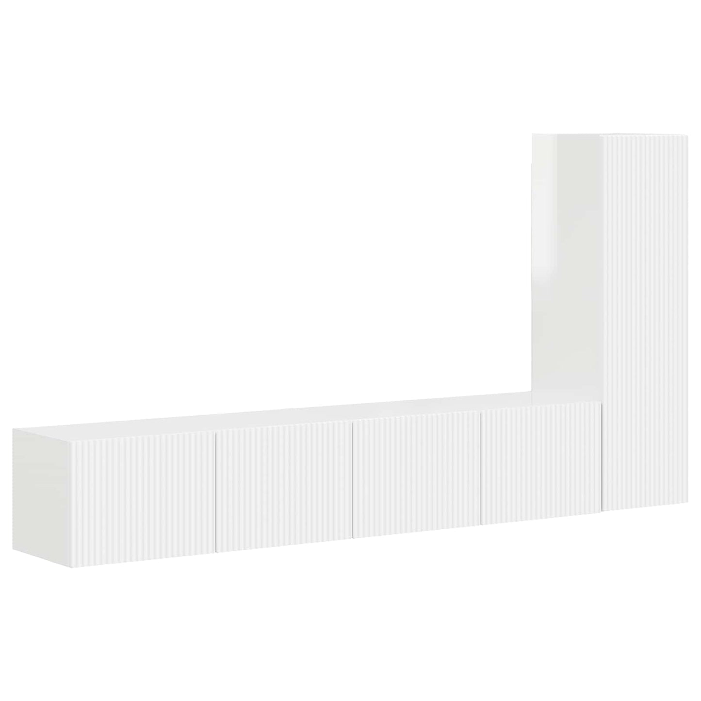 Tv-Meubelset Wandgemonteerd 2 Pcs Bewerkt Hout Hoogglans wit