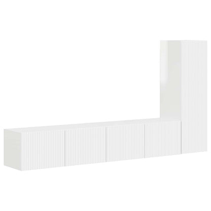 Tv-Meubelset Wandgemonteerd 2 Pcs Bewerkt Hout Hoogglans wit