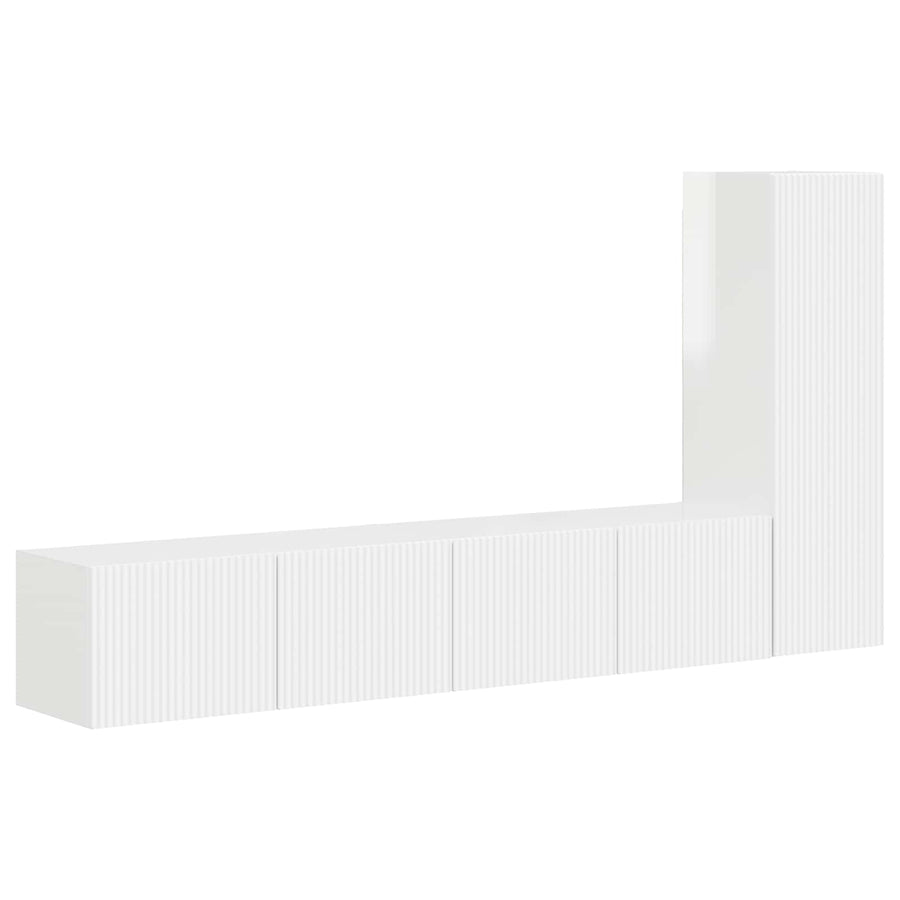 Tv-Meubelset Wandgemonteerd 2 Pcs Bewerkt Hout Hoogglans wit