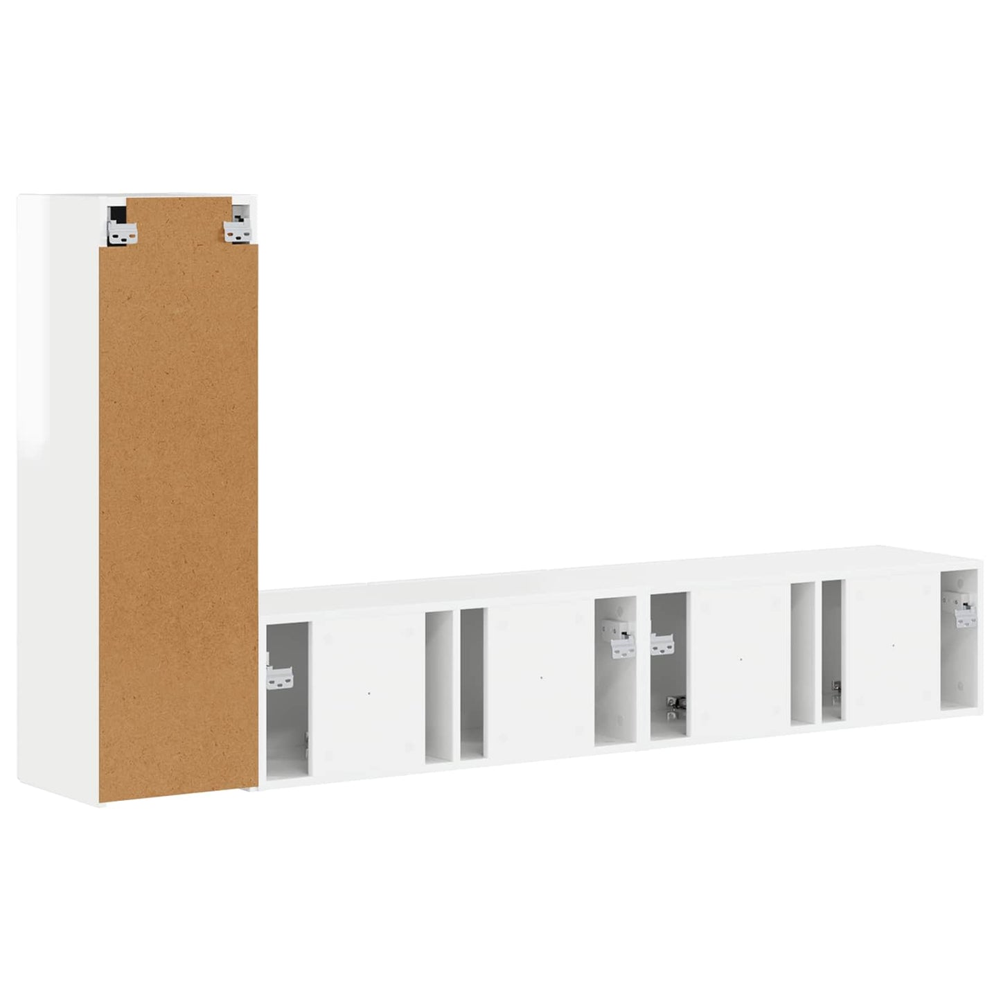 Tv-Meubelset Wandgemonteerd 2 Pcs Bewerkt Hout Hoogglans wit