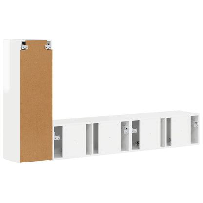 Tv-Meubelset Wandgemonteerd 2 Pcs Bewerkt Hout Hoogglans wit