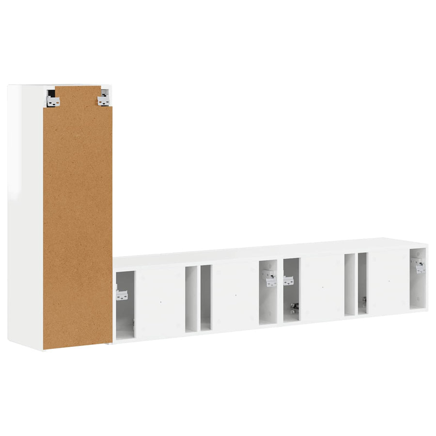 Tv-Meubelset Wandgemonteerd 2 Pcs Bewerkt Hout Hoogglans wit