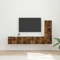Tv-meubelset Wandgemonteerd 3 pcs Gerookt eiken Bewerkt hout