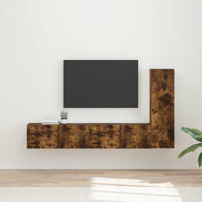 Tv-Meubelset Wandgemonteerd 2 Pcs Bewerkt Hout Gerookt eiken