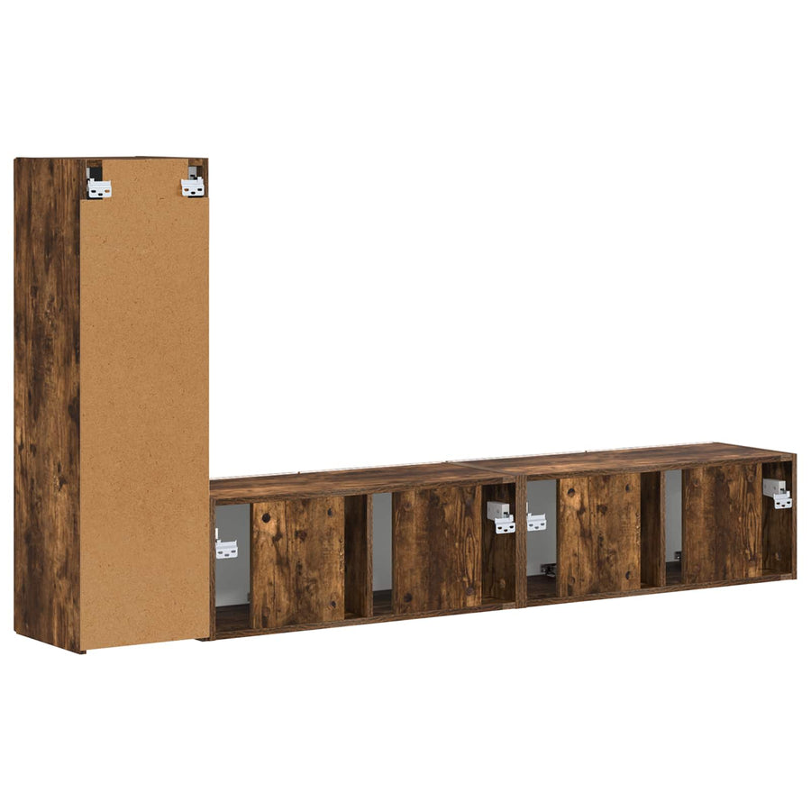 Tv-Meubelset Wandgemonteerd 2 Pcs Bewerkt Hout Gerookt eiken