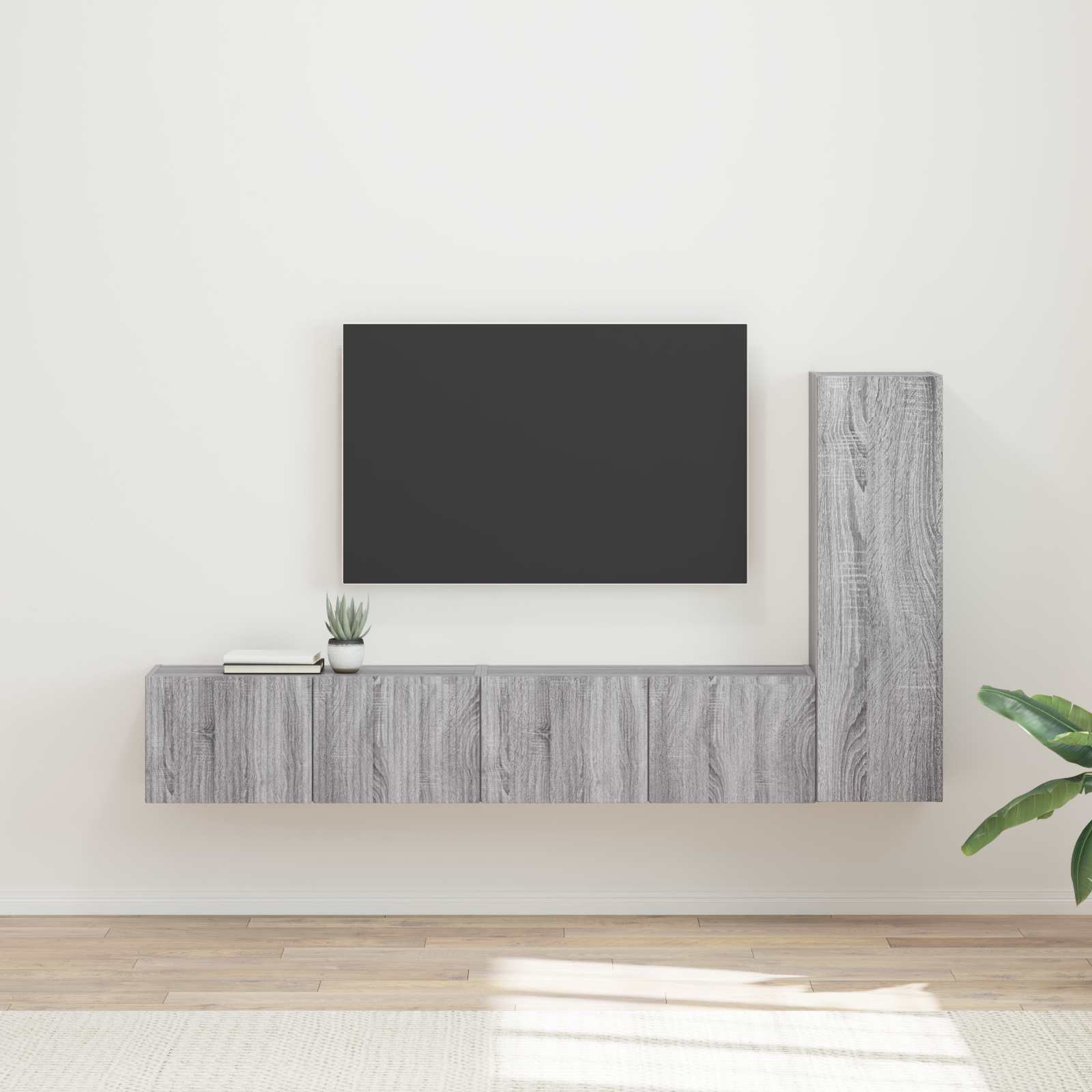 Tv-Meubelset Wandgemonteerd 2 Pcs Bewerkt Hout Grijs sonoma