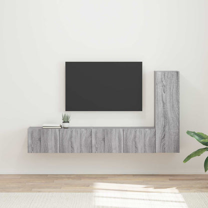 Tv-Meubelset Wandgemonteerd 2 Pcs Bewerkt Hout Grijs sonoma