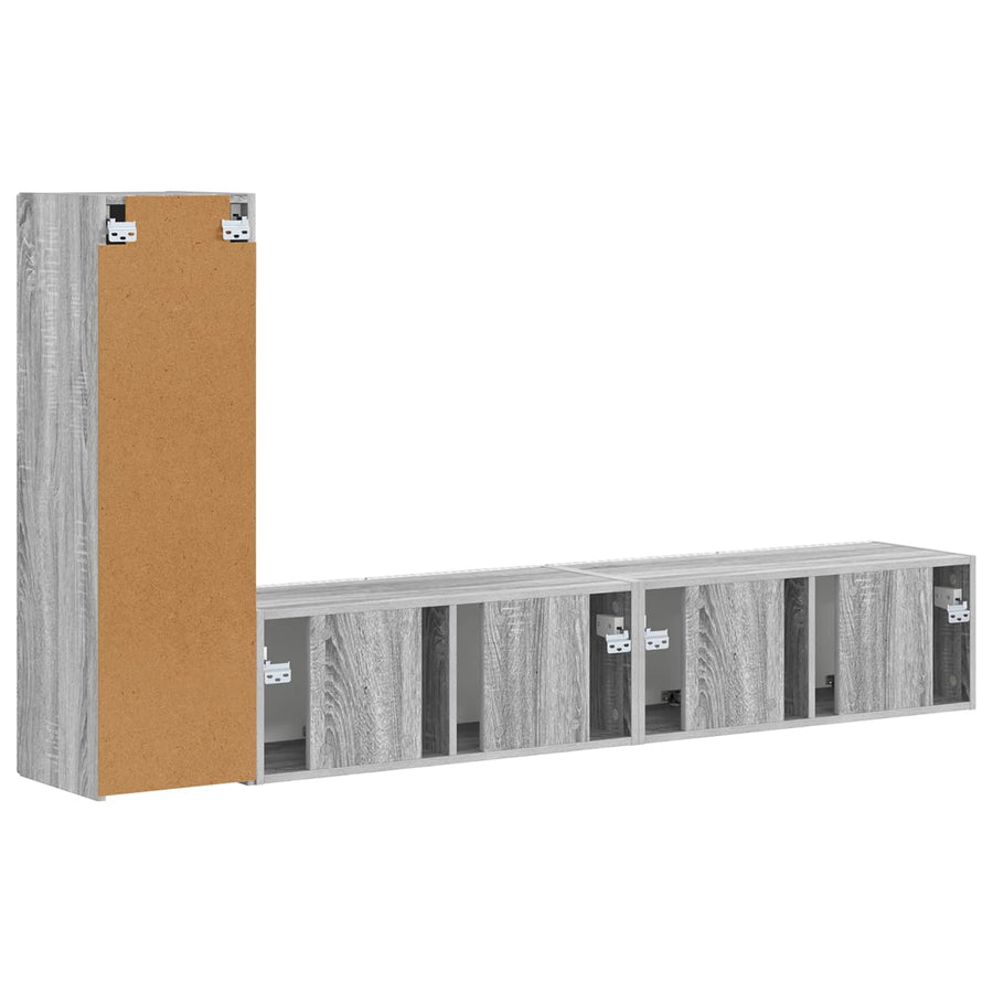 Tv-Meubelset Wandgemonteerd 2 Pcs Bewerkt Hout Grijs sonoma