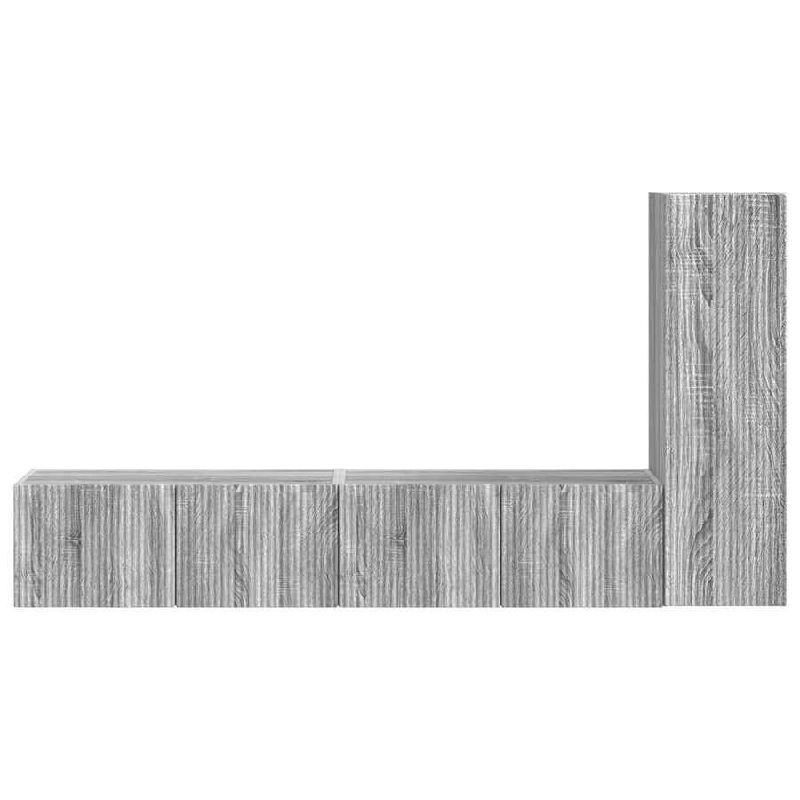 Tv-Meubelset Wandgemonteerd 2 Pcs Bewerkt Hout Grijs sonoma