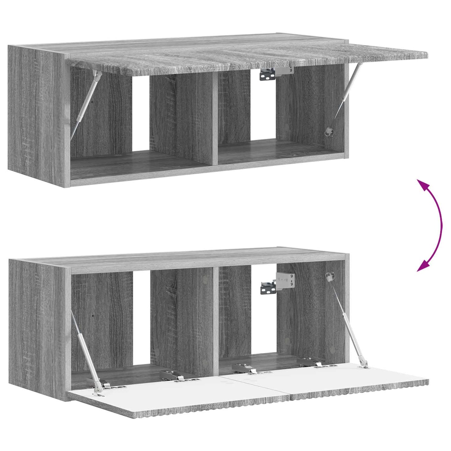 Tv-Meubelset Wandgemonteerd 2 Pcs Bewerkt Hout Grijs sonoma