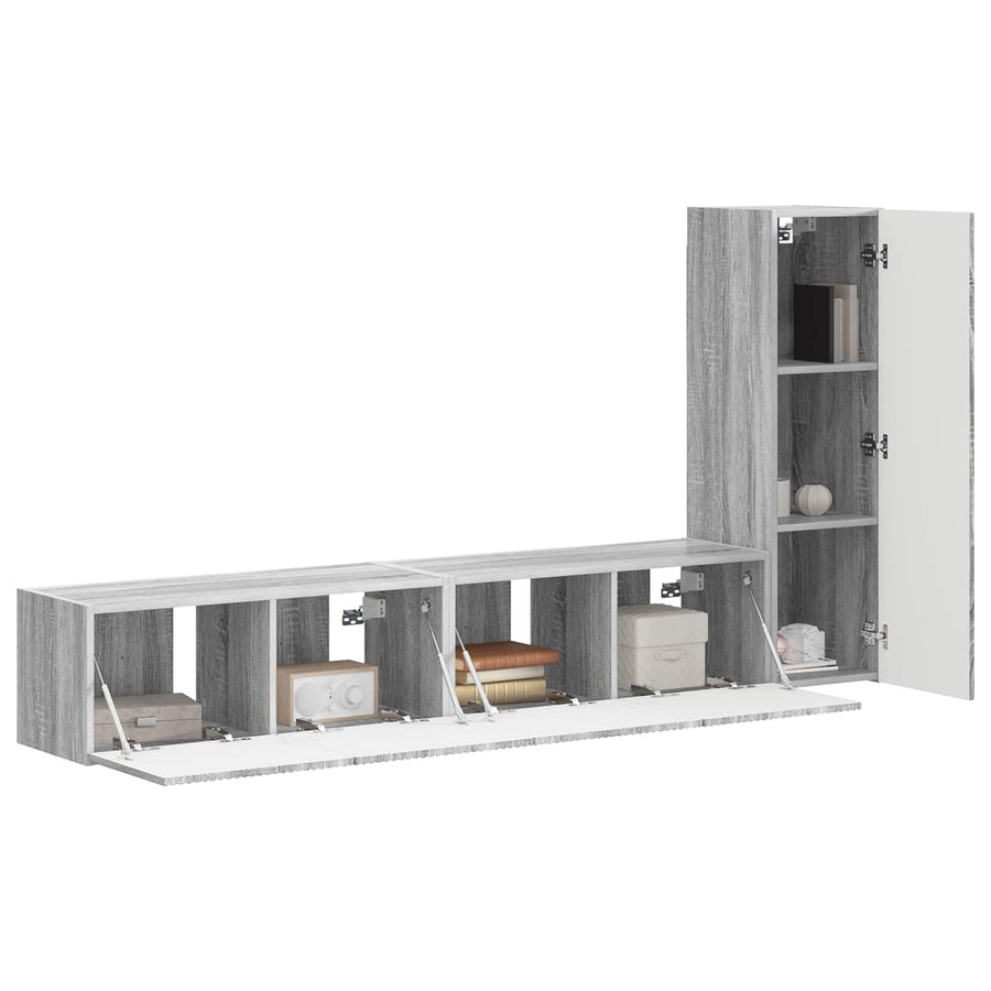 Tv-Meubelset Wandgemonteerd 2 Pcs Bewerkt Hout Grijs sonoma