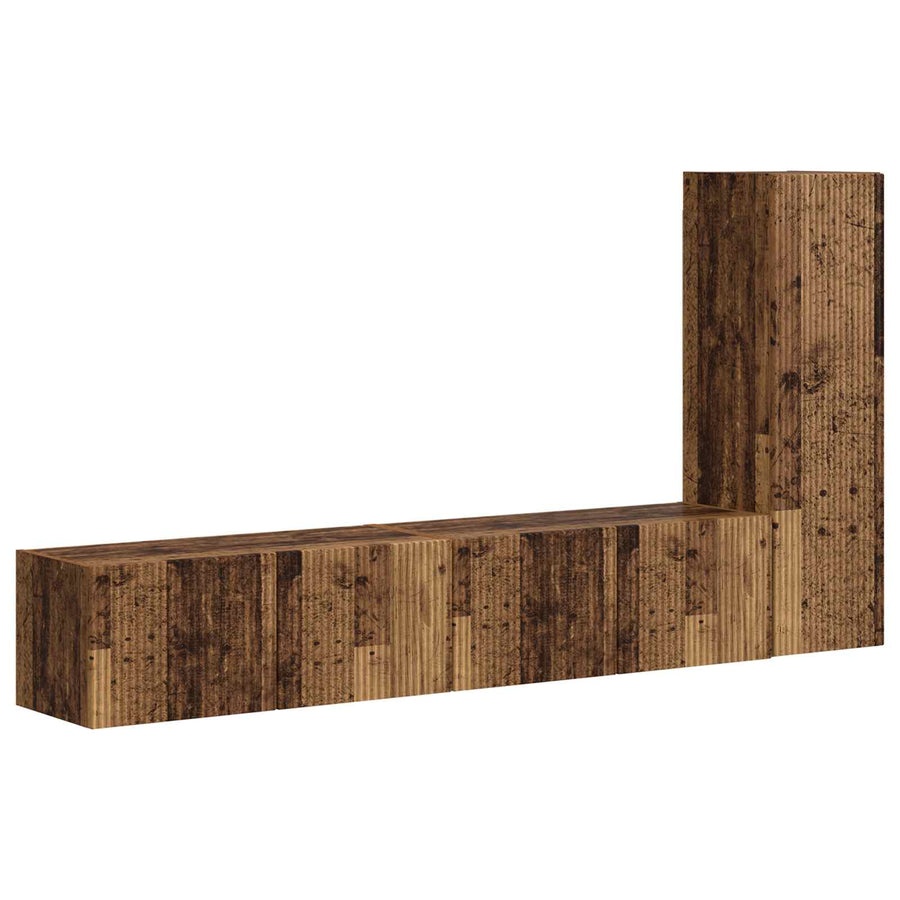 Tv-Meubelset Wandgemonteerd 2 Pcs Oudhout Bewerkt Hout Oud hout