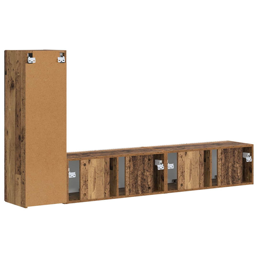 Tv-Meubelset Wandgemonteerd 2 Pcs Oudhout Bewerkt Hout Oud hout