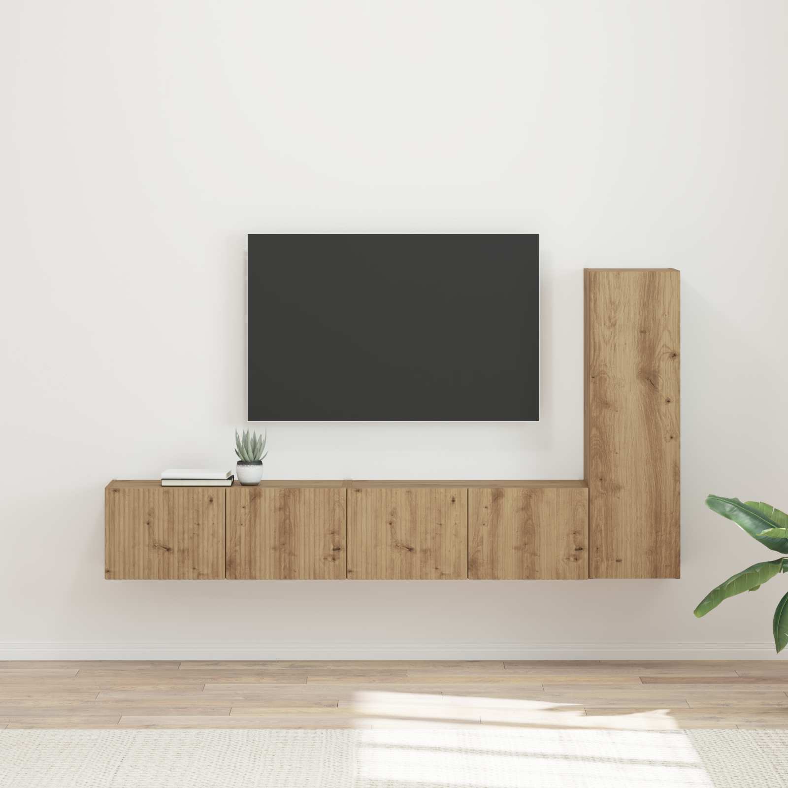 Tv-Meubelset Wandgemonteerd 2 Pcs Artisan Eiken Bewerkt Hout artisanaal eikenkleurig