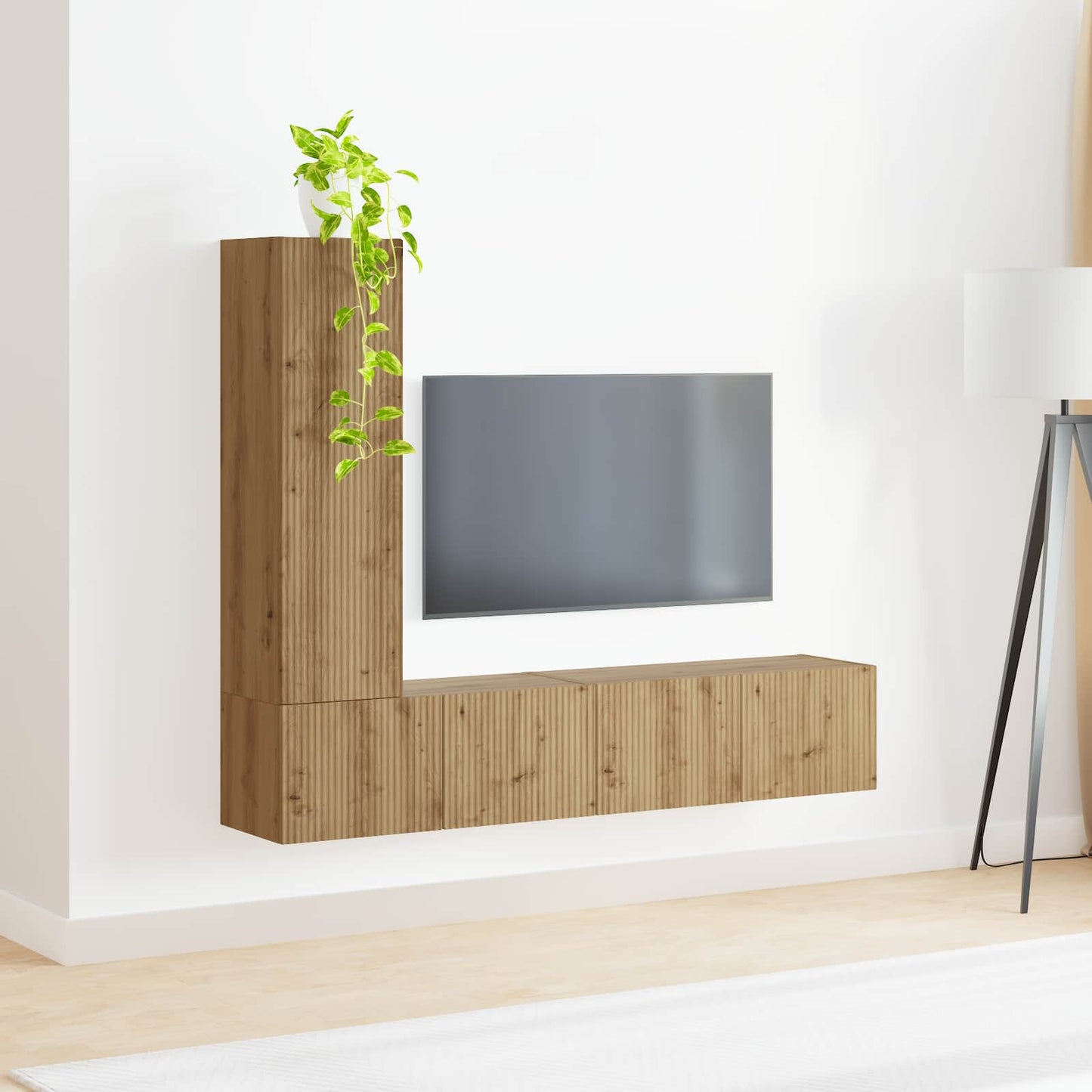 Tv-Meubelset Wandgemonteerd 2 Pcs Artisan Eiken Bewerkt Hout artisanaal eikenkleurig