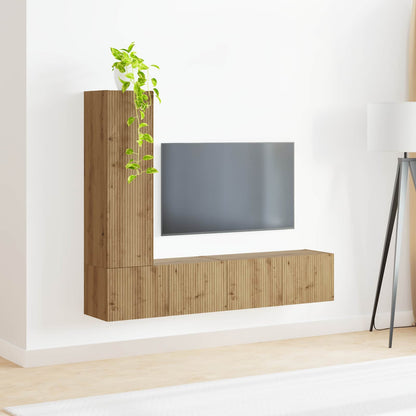 Tv-Meubelset Wandgemonteerd 2 Pcs Artisan Eiken Bewerkt Hout artisanaal eikenkleurig