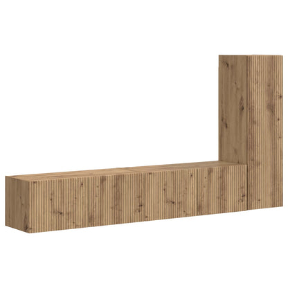 Tv-Meubelset Wandgemonteerd 2 Pcs Artisan Eiken Bewerkt Hout artisanaal eikenkleurig