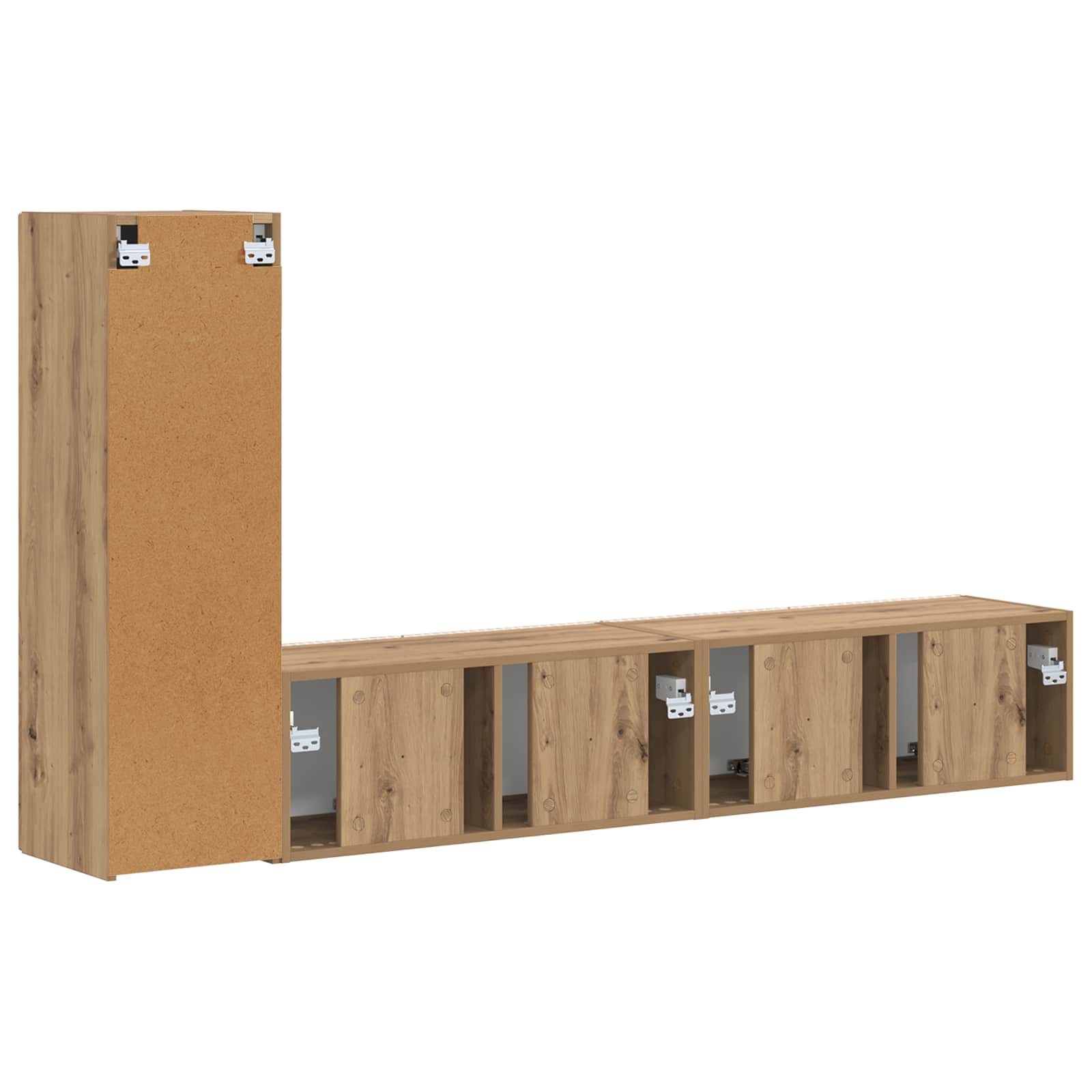 Tv-Meubelset Wandgemonteerd 2 Pcs Artisan Eiken Bewerkt Hout artisanaal eikenkleurig