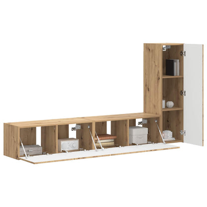 Tv-Meubelset Wandgemonteerd 2 Pcs Artisan Eiken Bewerkt Hout artisanaal eikenkleurig